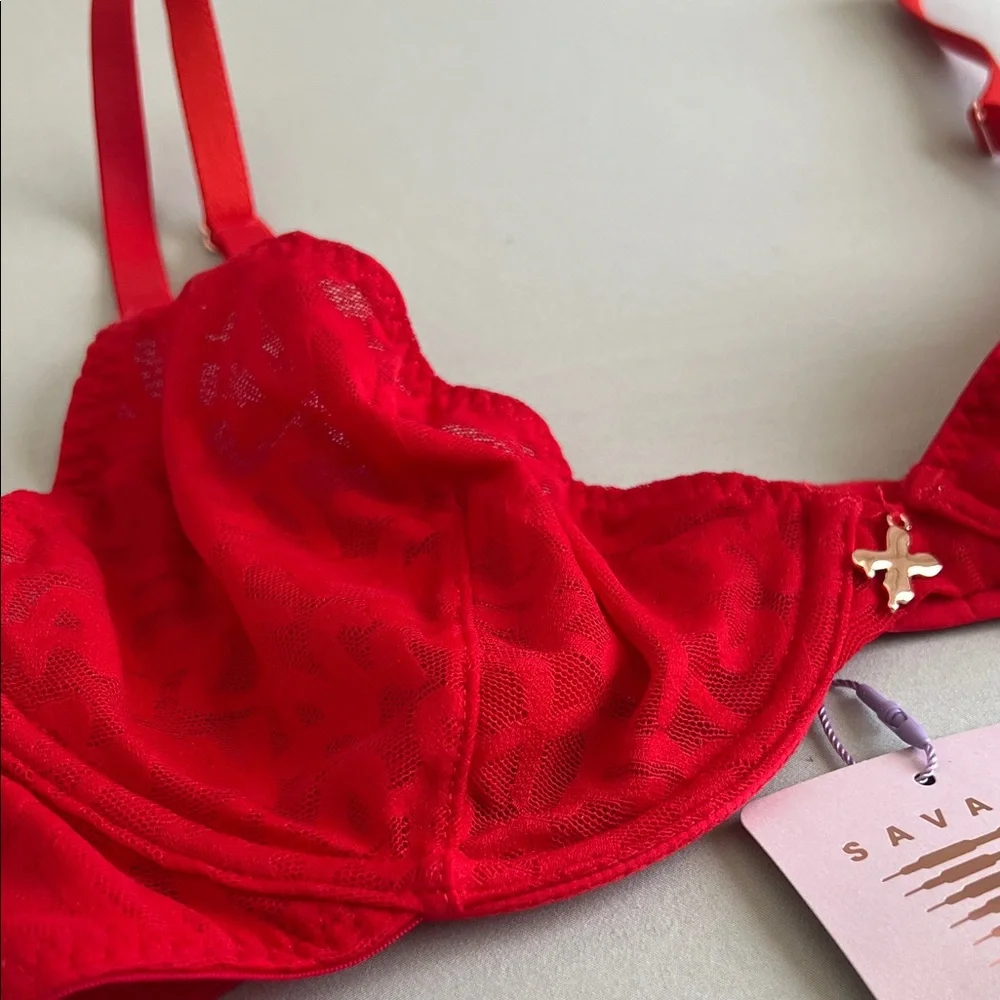 Savage X Fenty Vibrant Red Bra - Picture 3 of 6